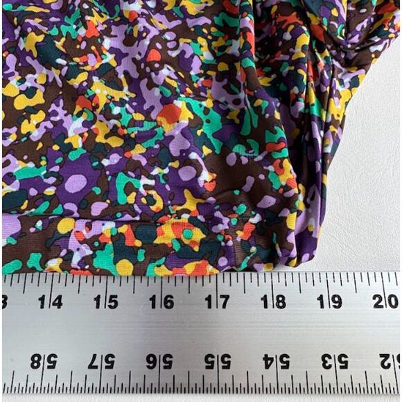 BCBGMAXAZRIA Printed Half Sleeve Split V-Neck Blouse Top Multicolor Women's S - Picture 9 of 10